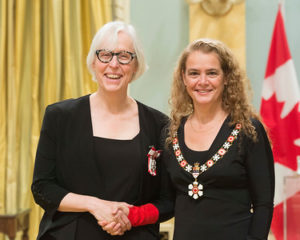 Katherine Carleton, C.M.. with Her Excellency the Right Honourable Julie Payette, Governor General of Canada,